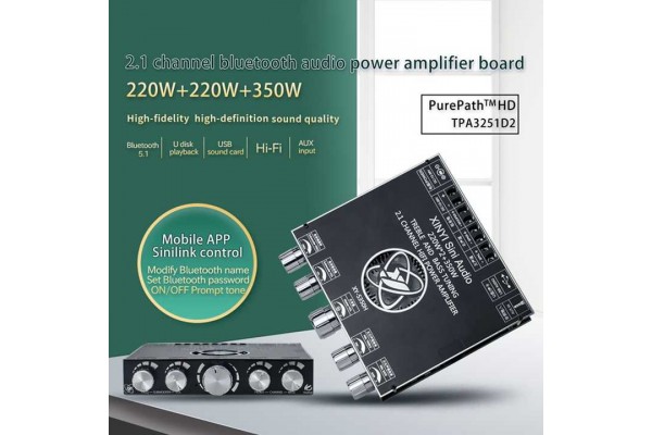 TPA3251 XY-S350H Bluetooth Amplifier Board, 220W*2 + 350W Subwoofer, 2.1 Channel